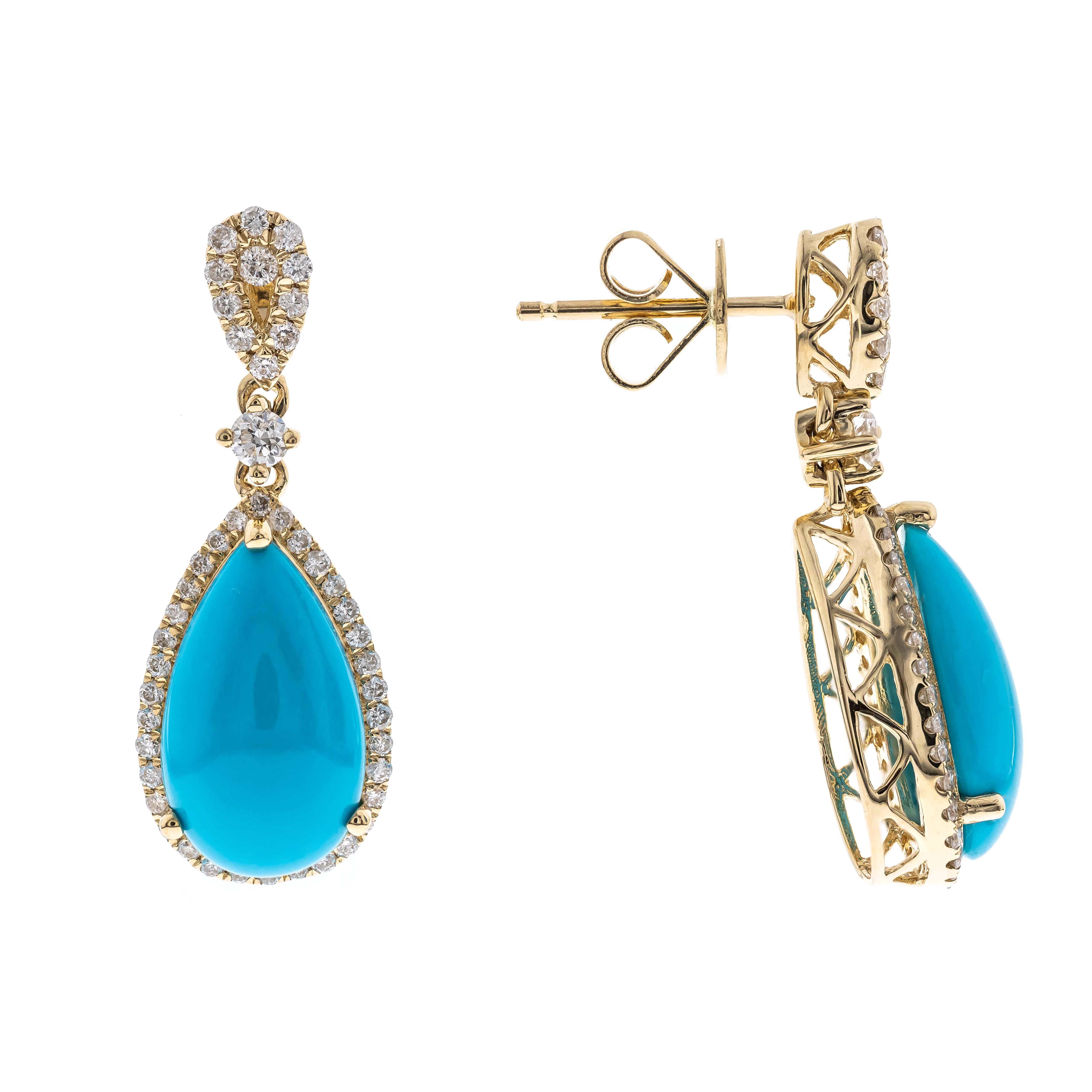 14K Yellow Gold Turquoise Earrings – cirari