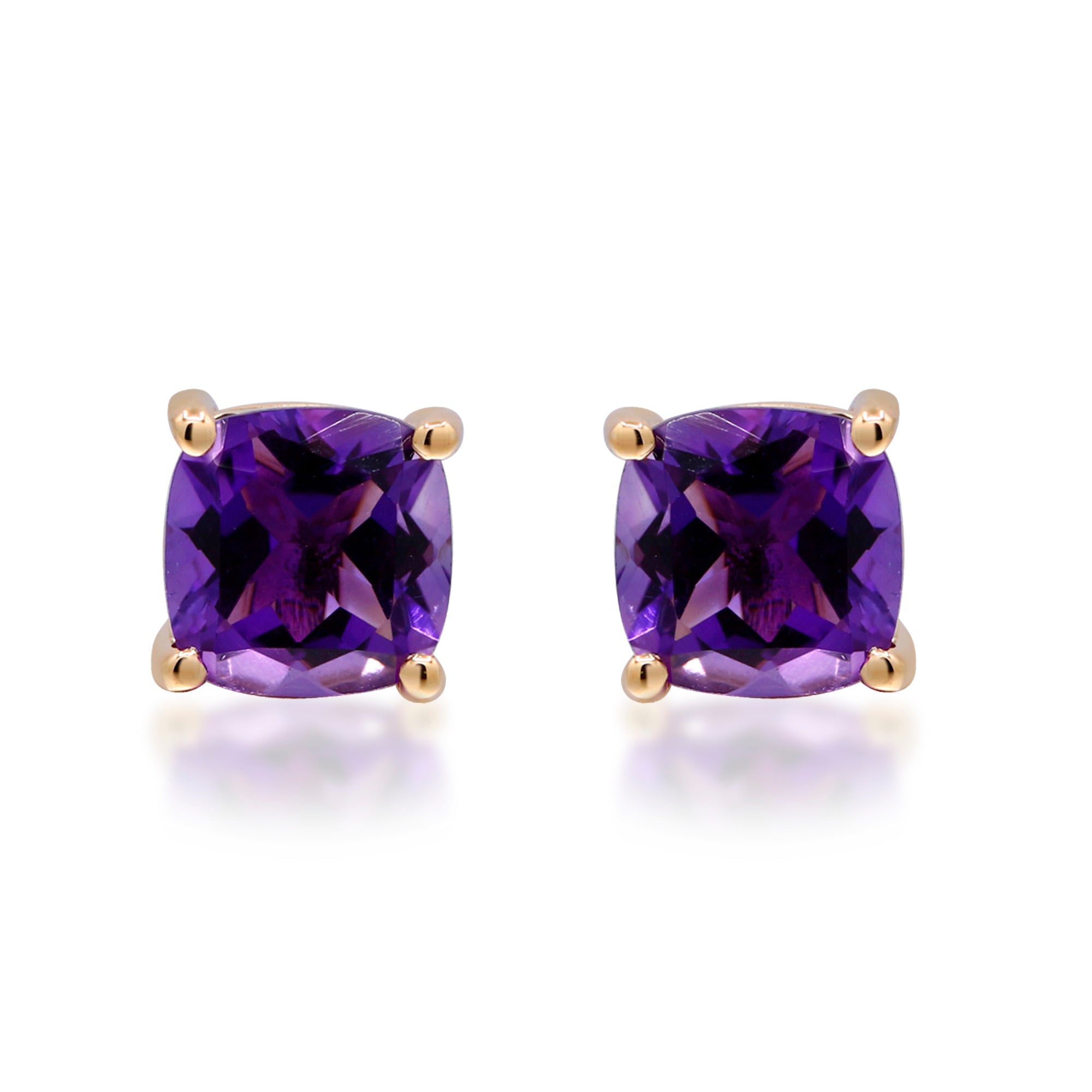 Purple 14k Yellow Gold Amethyst Earrings 14K Yellow Gold Amethyst