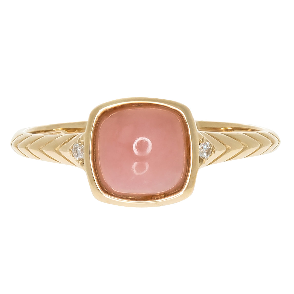 CIRARI 14K Gold Polished 8x6mm Opal Doublet & Diamond Ring, 2.6 grams