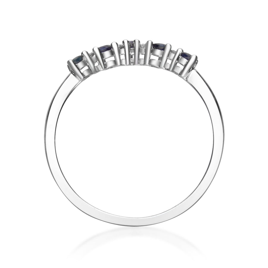 10K White Gold Blue Sapphire & Diamond Ring