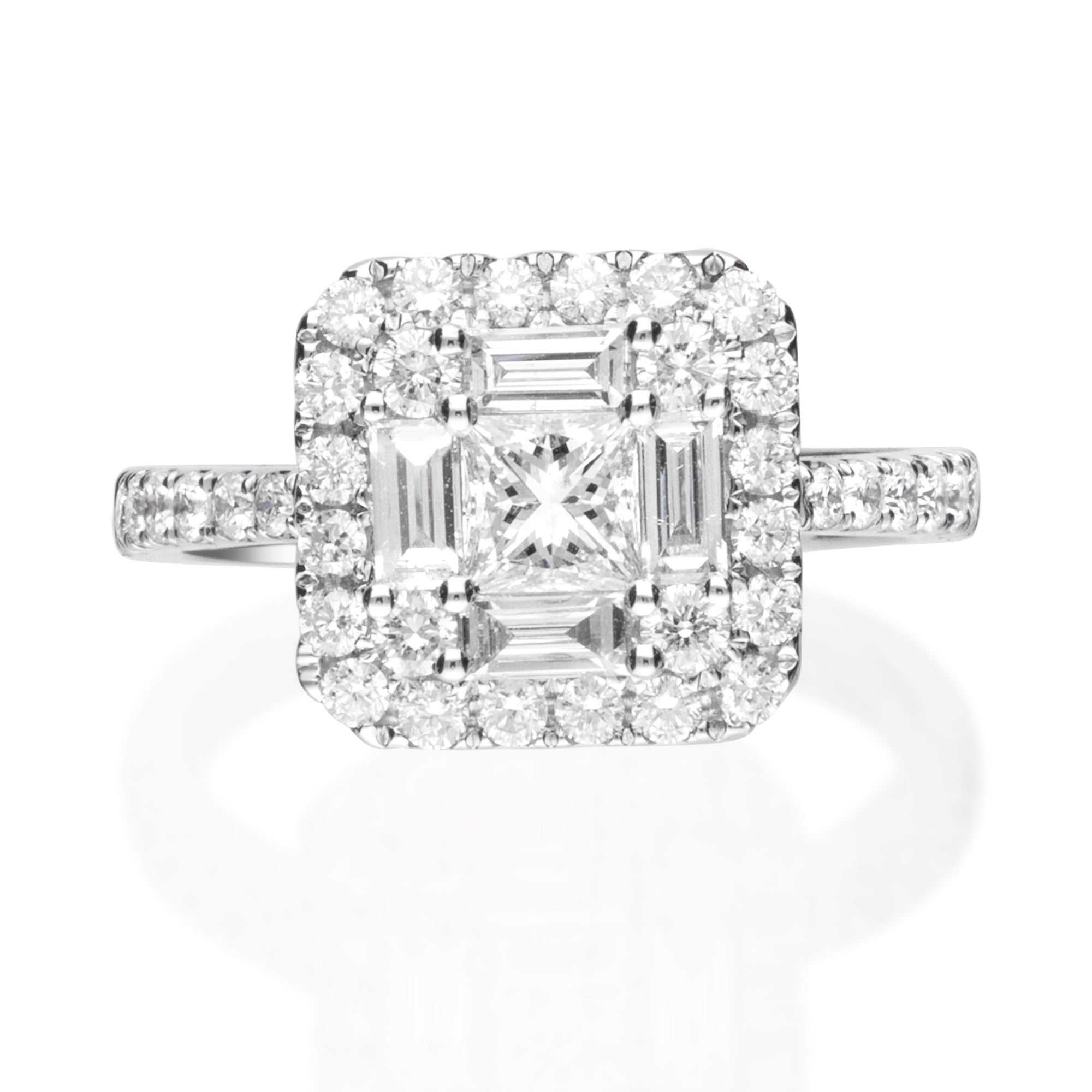 18 Karat White Gold Engagement Cluster Ring – cirari
