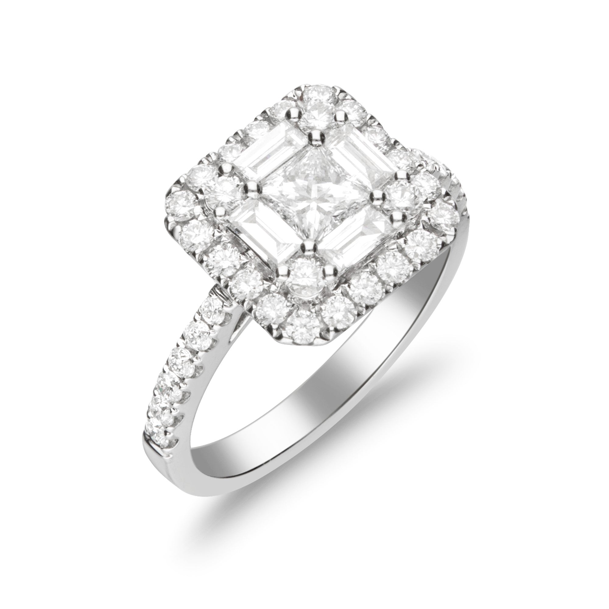 Engagement Ring White Diamonds, Simple Engagement Ring, Cluster