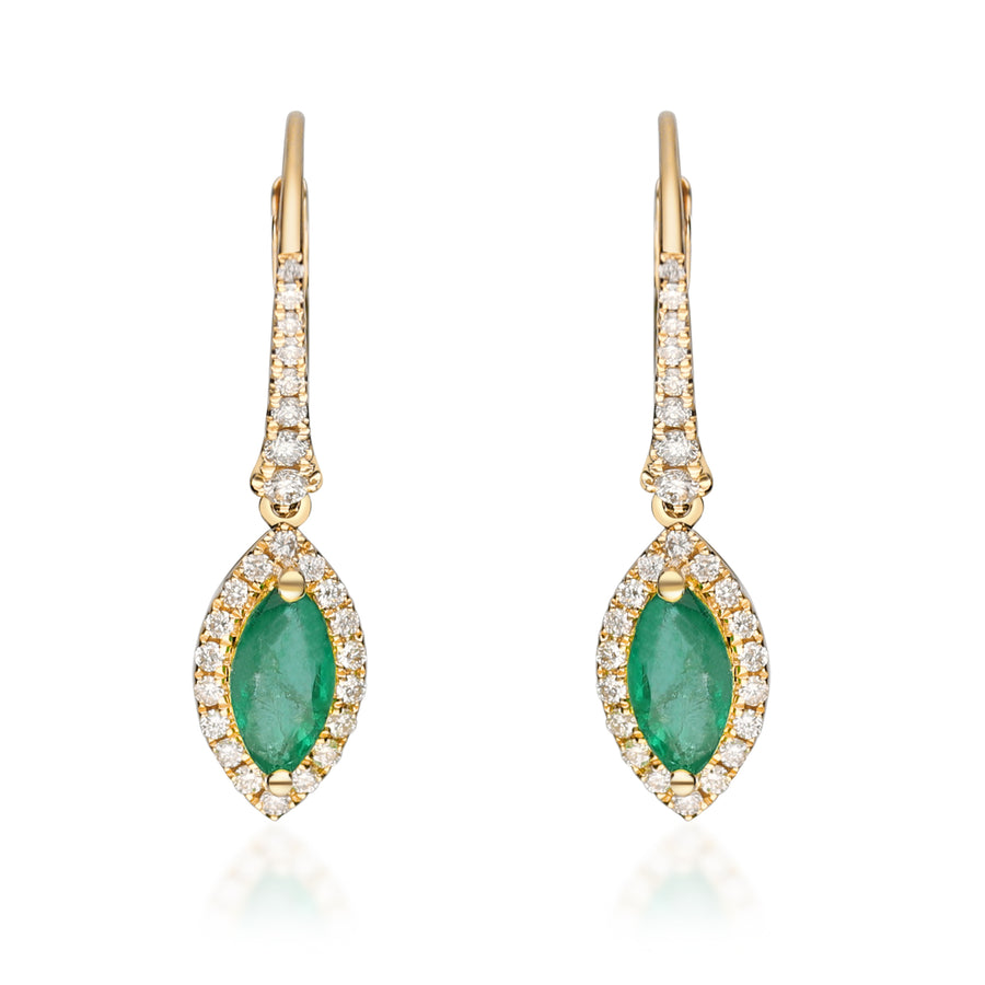 14K Yellow Gold Emerald Earring