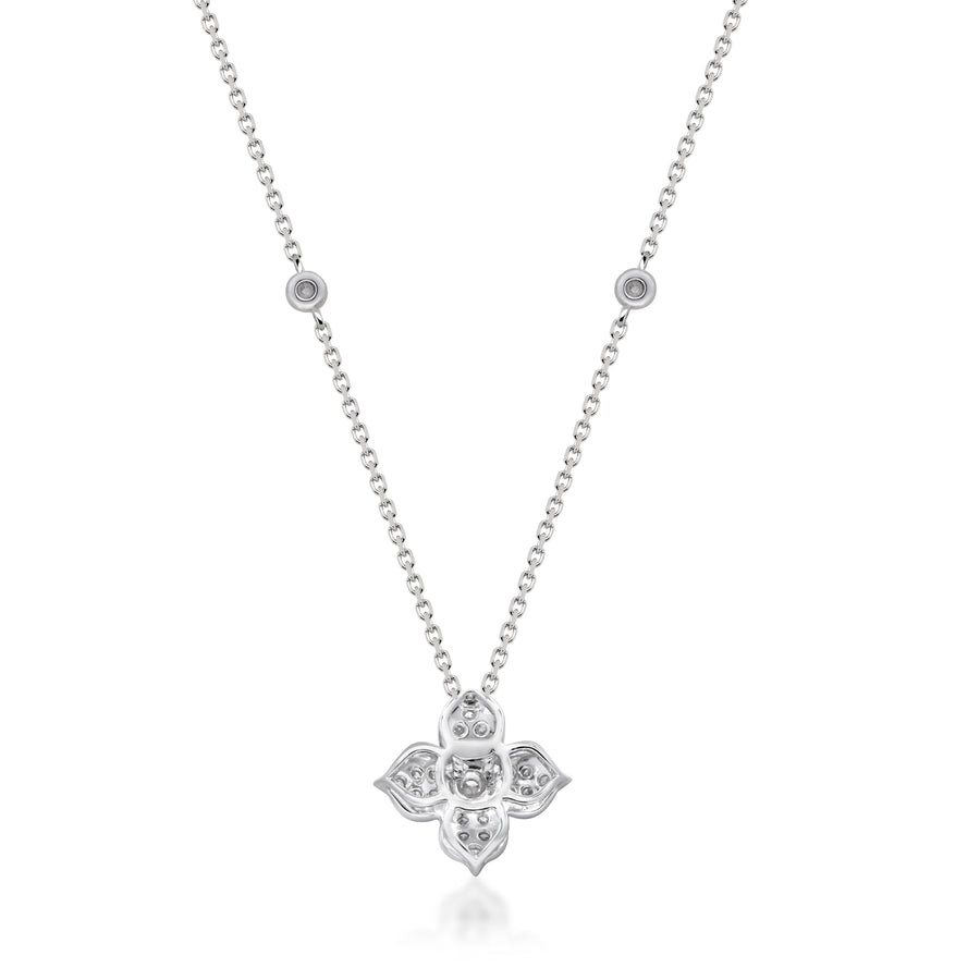 14 Karat Delicate Blooming Flower White Diamond Pendent
