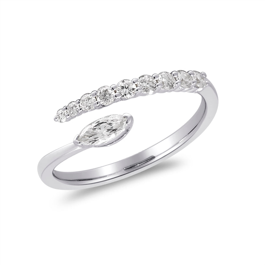 14K White Gold Round Stackable Diamond Ring