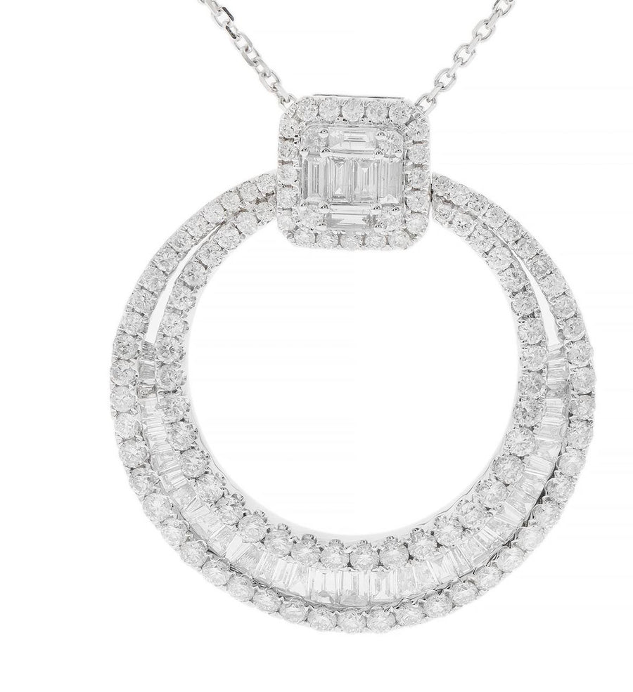 14K Spiral Loop White Diamond Necklace