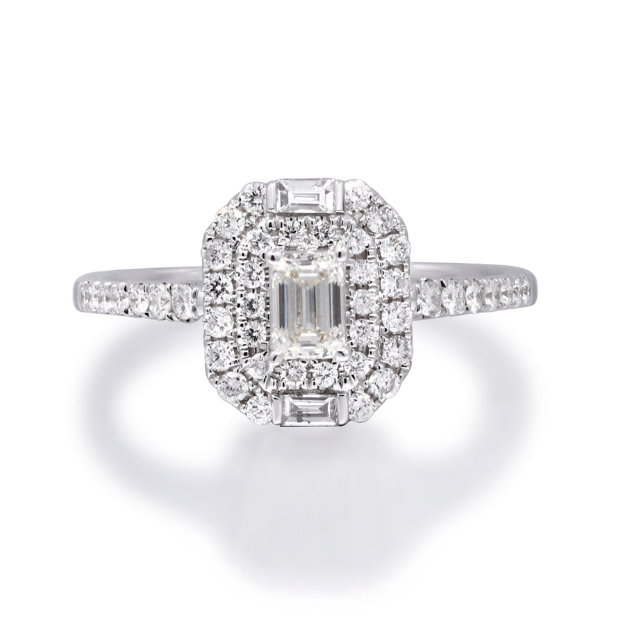 14 Karat White Gold Engagement Ring in White Diamond