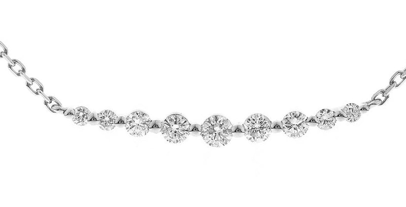 14K White Diamond Delicate Beads Necklace