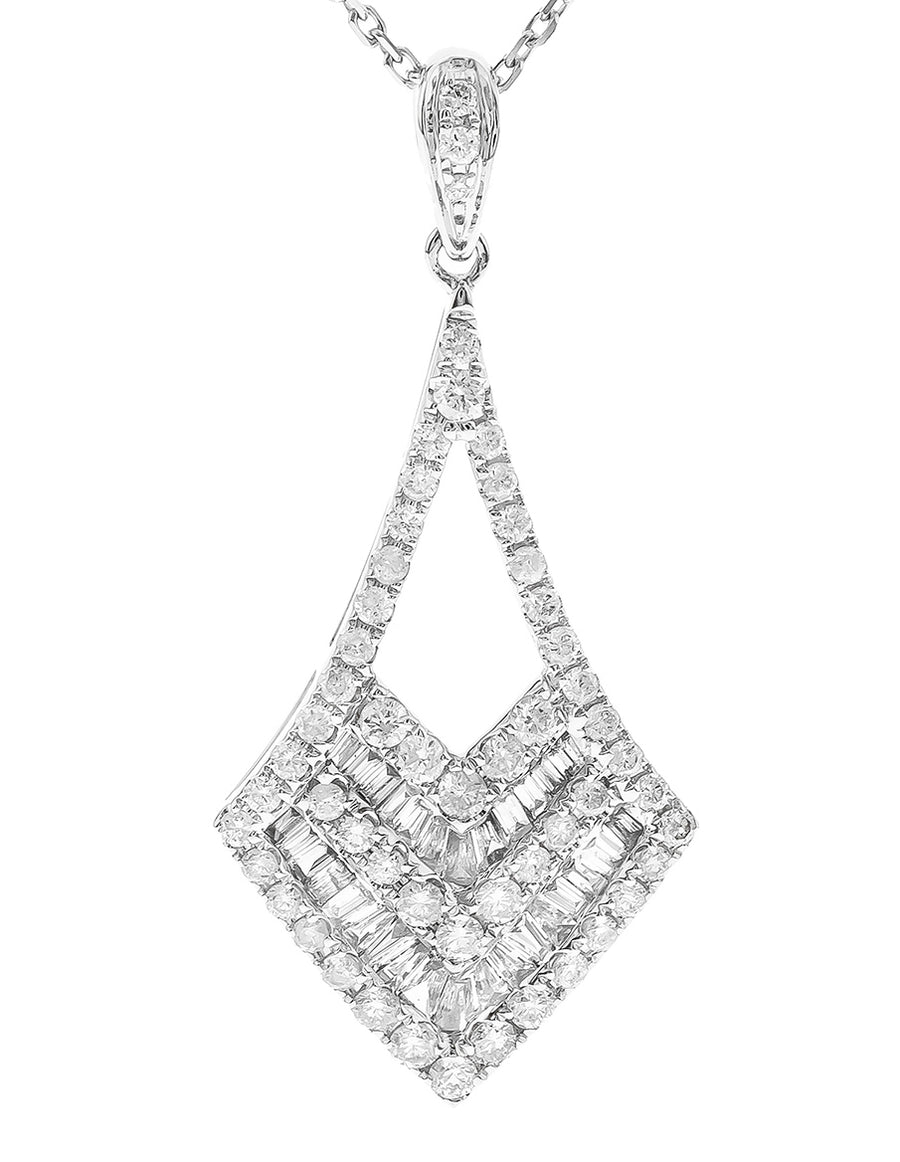 14 Karat White Diamond Pendulum Style Pendent
