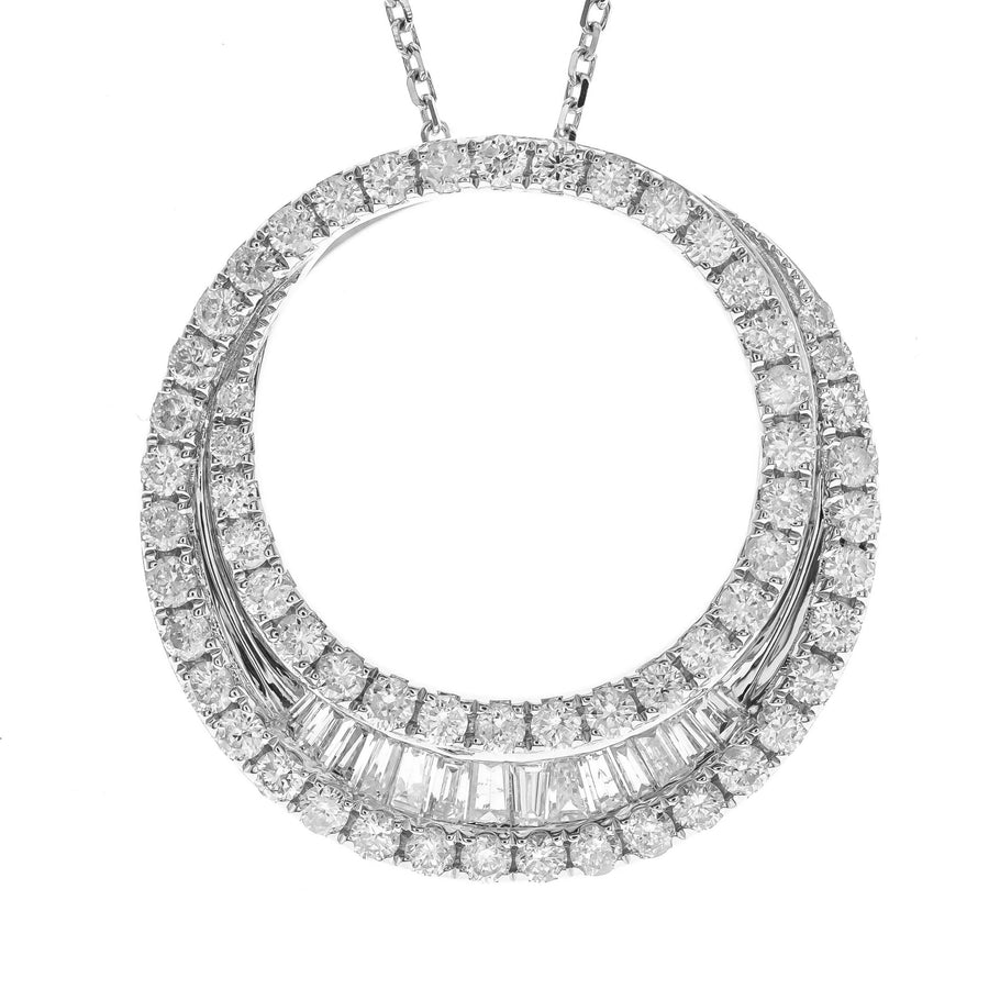 14K White Diamond Multi Swirl Pendent Necklace