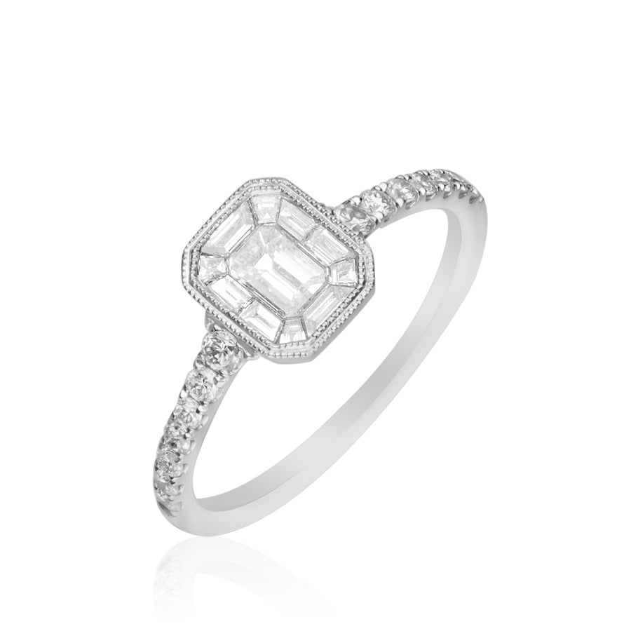 14K White Gold White Diamond Ring