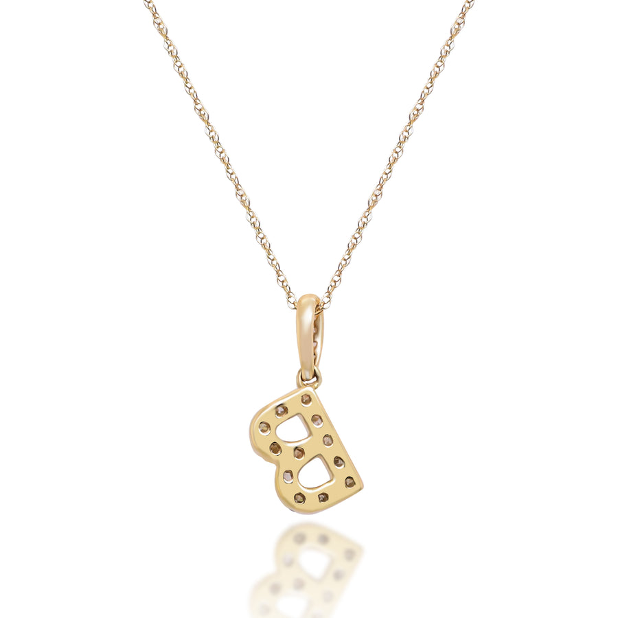 B  14K Yellow Gold White Diamond Pendent