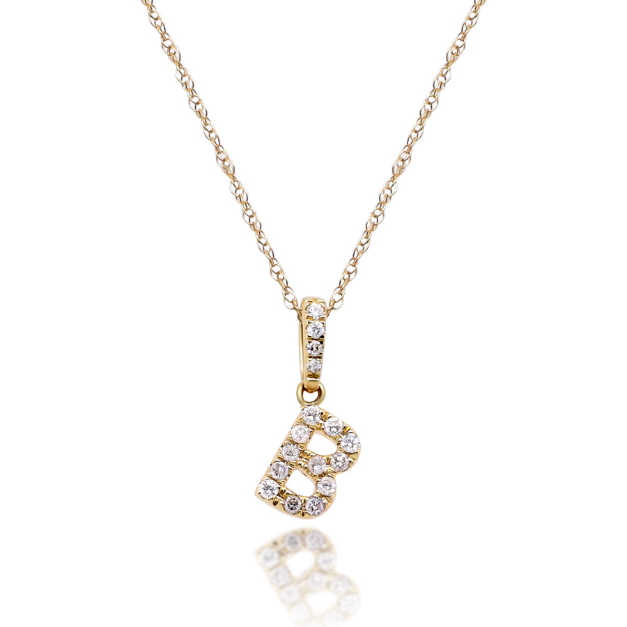 B  14K Yellow Gold White Diamond Pendent