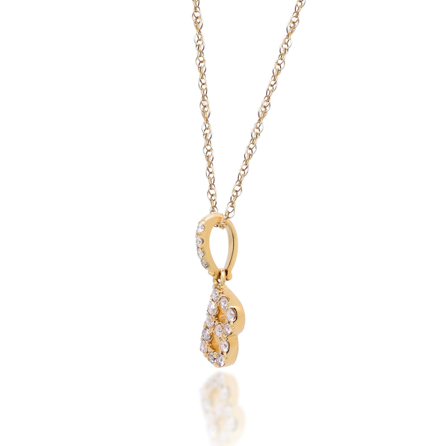 B  14K Yellow Gold White Diamond Pendent