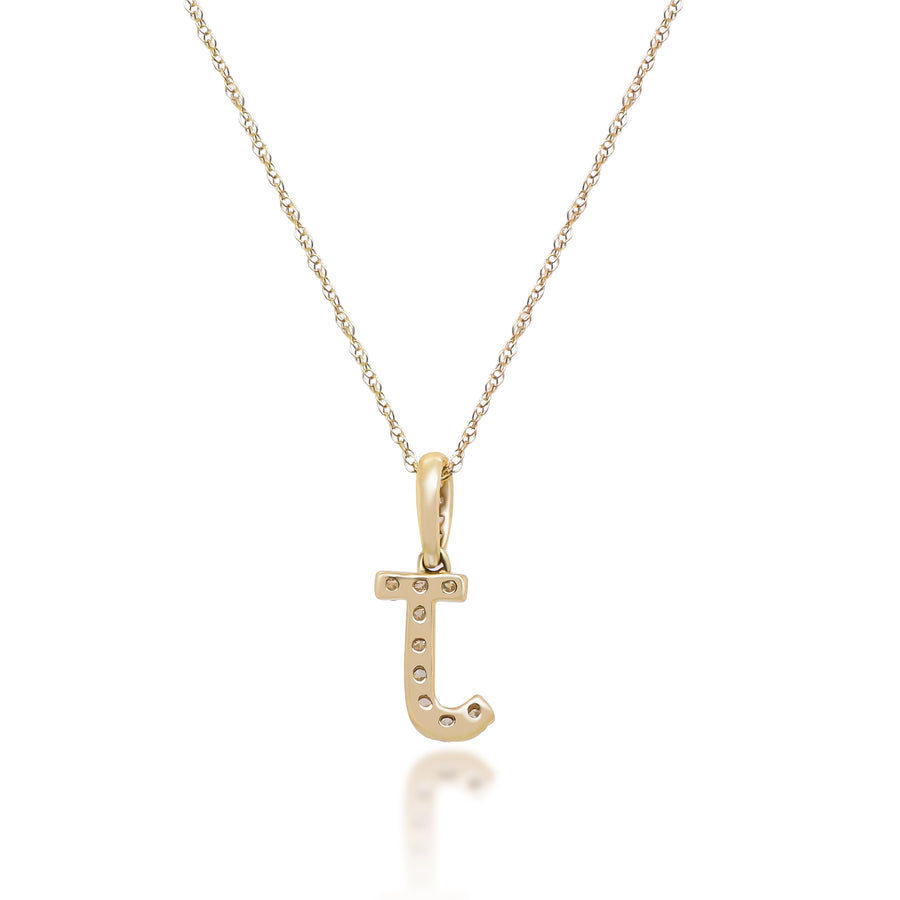 J  14K Yellow Gold White Diamond Pendent