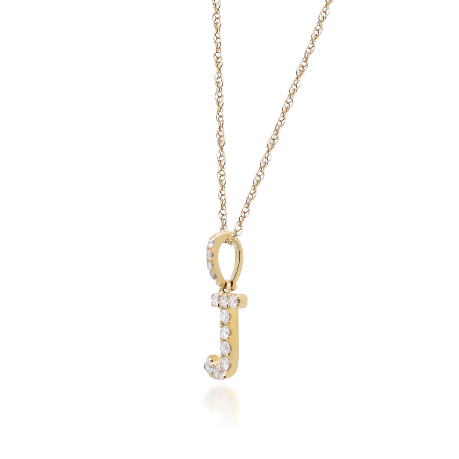 J  14K Yellow Gold White Diamond Pendent