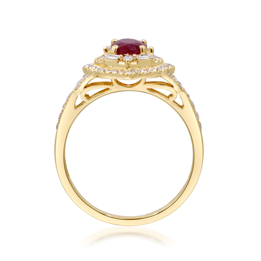 14K Yellow Gold Ruby Ring