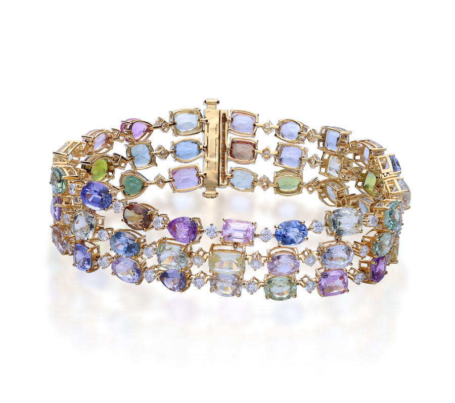 18K Yellow Gold Multi Sapphire Bracelets