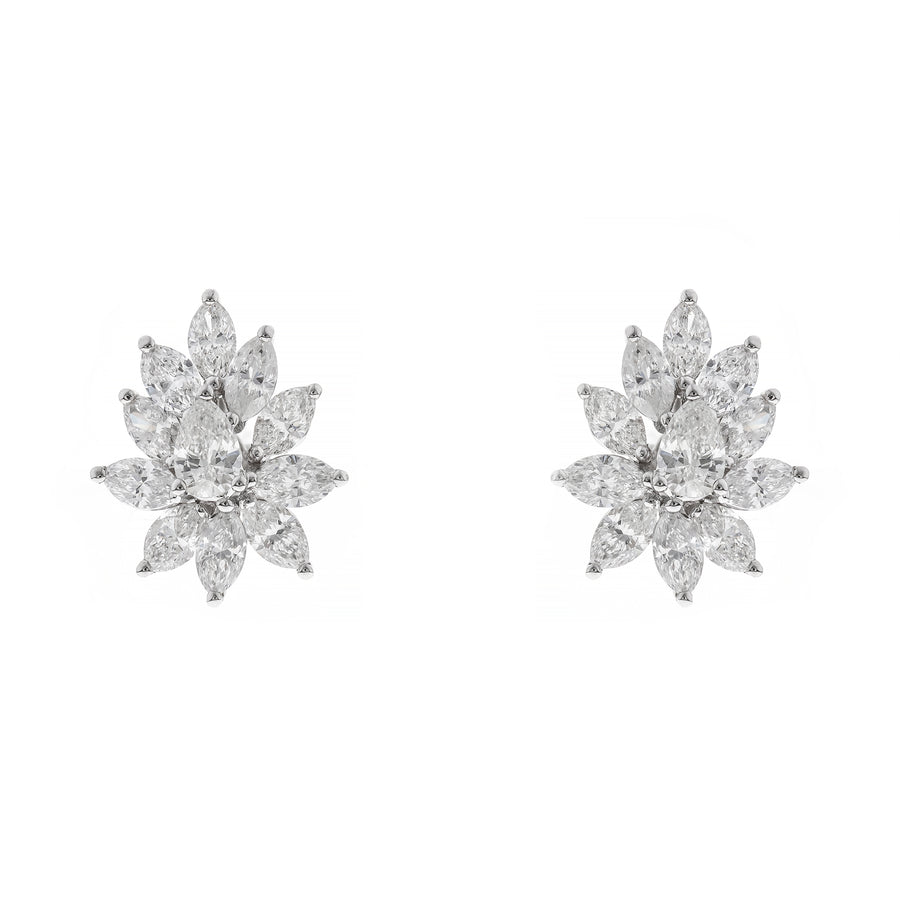 18K White Gold White Diamond Earrings