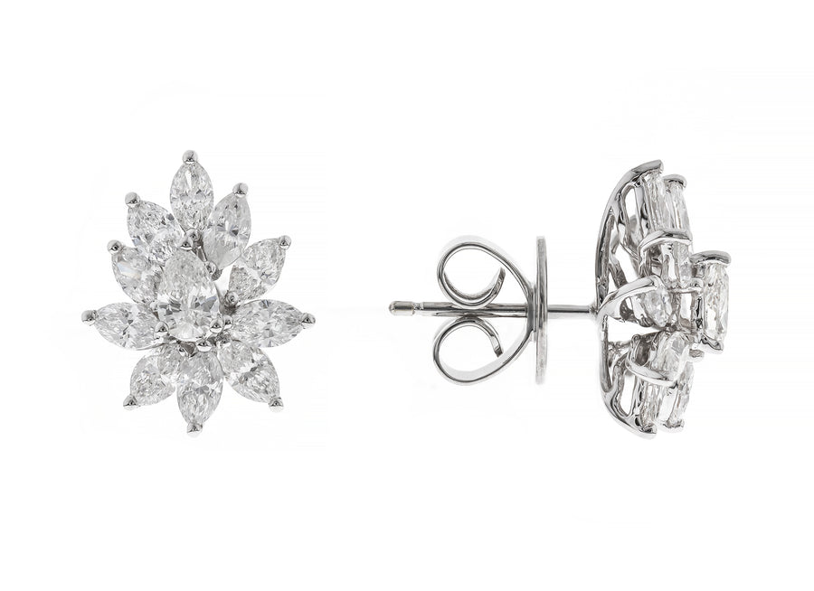 18K White Gold White Diamond Earrings