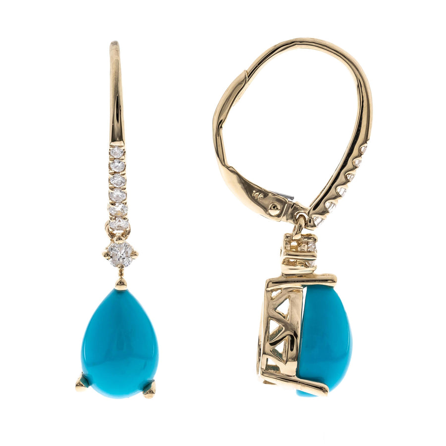 14K Yellow Gold Turquoise Earrings