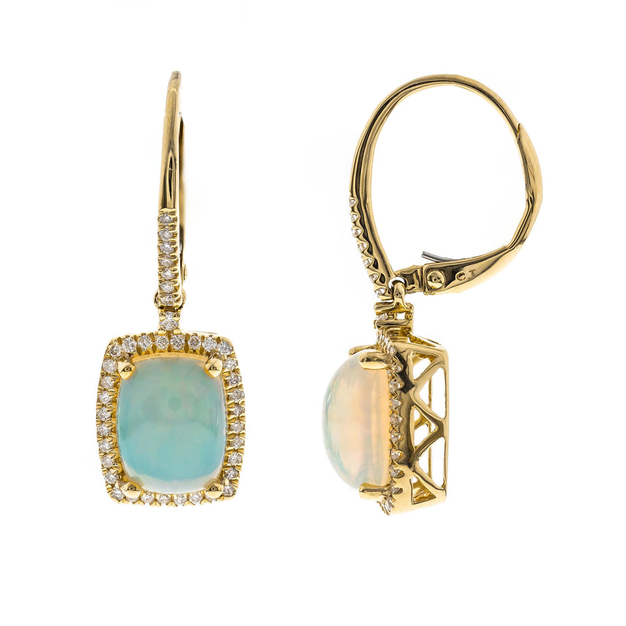 14K Yellow Gold Opal Earrings