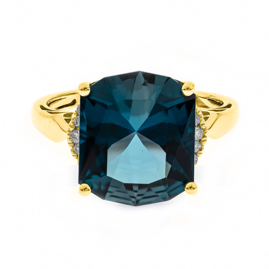 14K Yellow Gold London Blue Topaz Ring