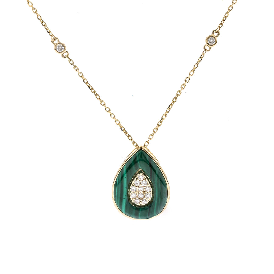 14K Yellow Gold Malachite Pendant