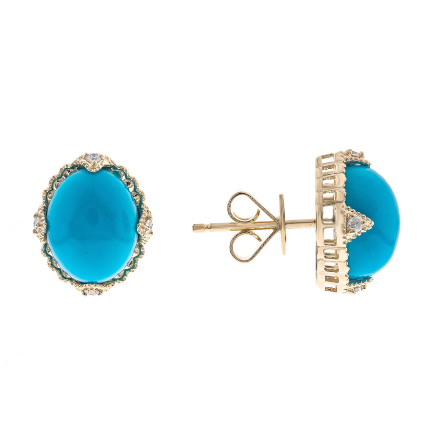 14K Yellow Gold Turquoise Earrings
