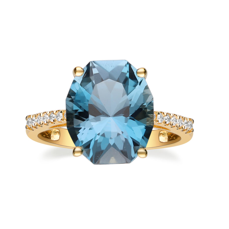 14K Yellow Gold London Blue Topaz Ring