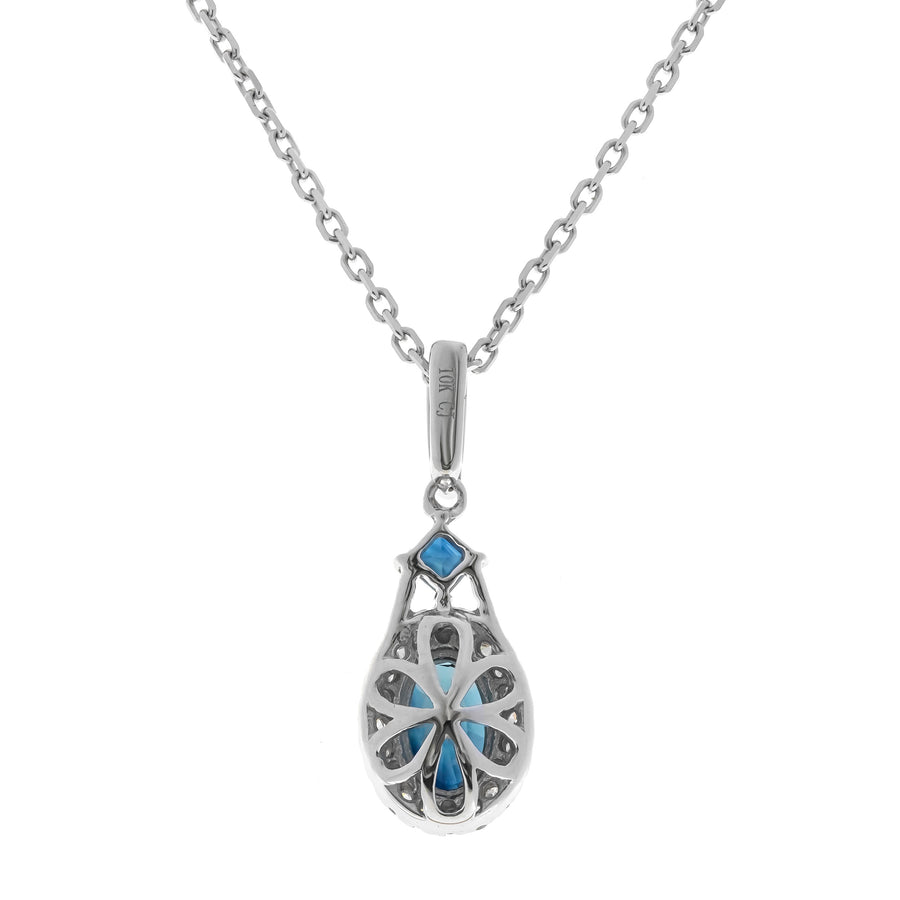 14K White Gold Blue Sapphire Pendant