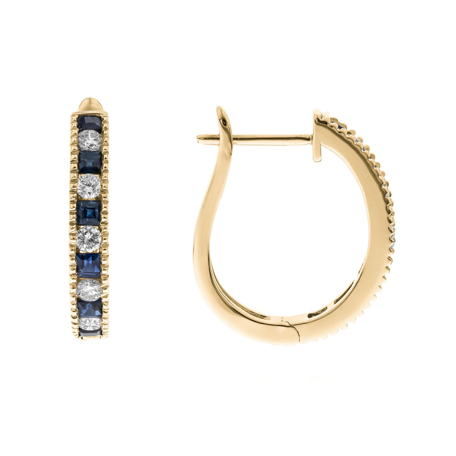 14K Yellow Gold Blue Sapphire Earrings