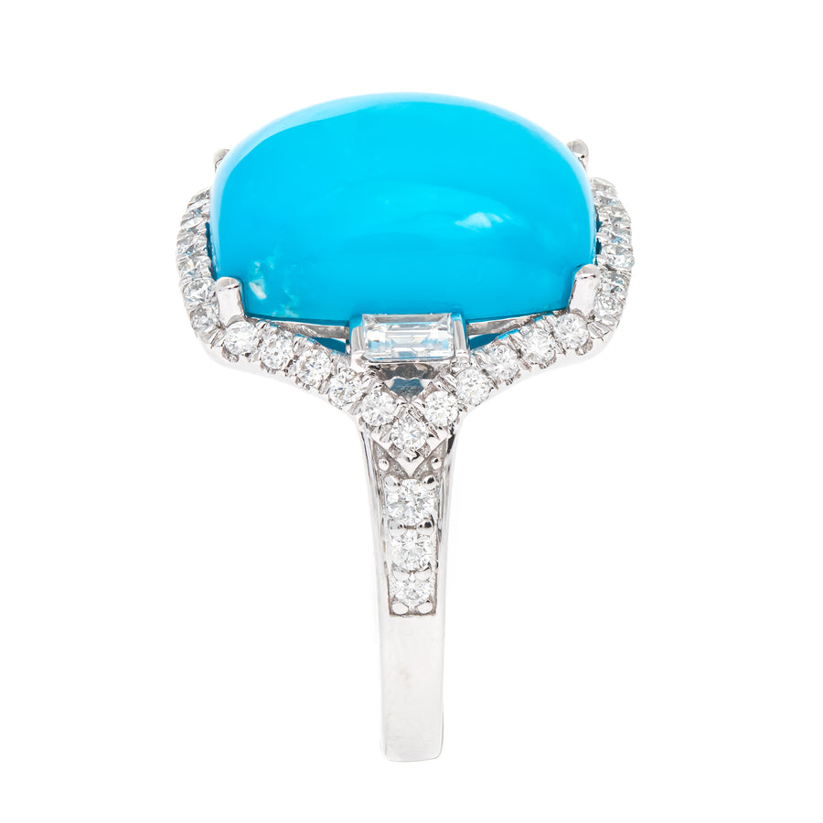 14K White Gold Turquoise Ring