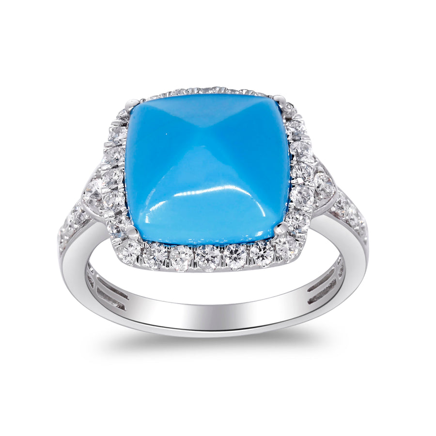 14K White Gold Turquoise Ring