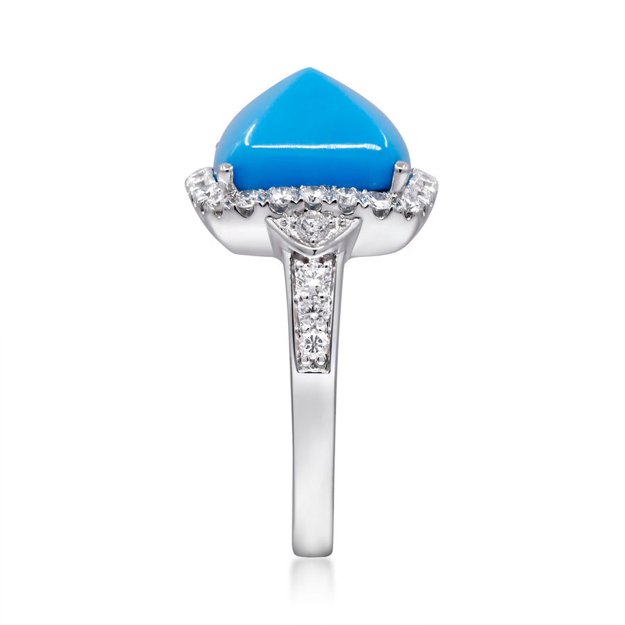 14K White Gold Turquoise Ring