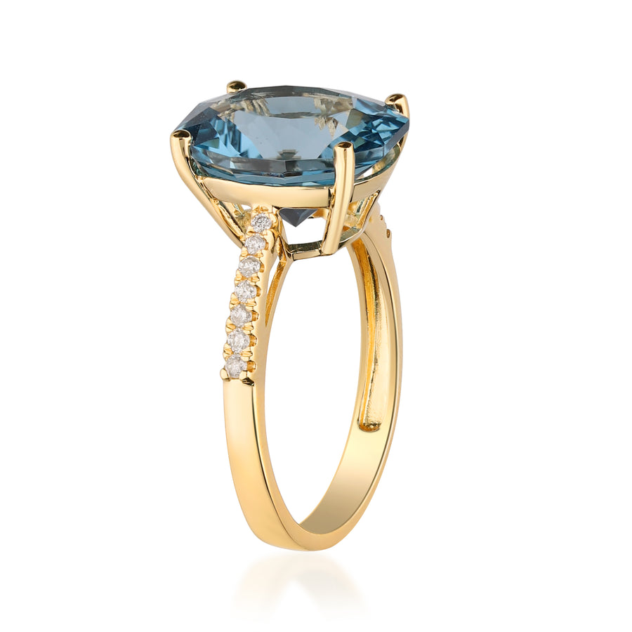 14K Yellow Gold London Blue Topaz Ring