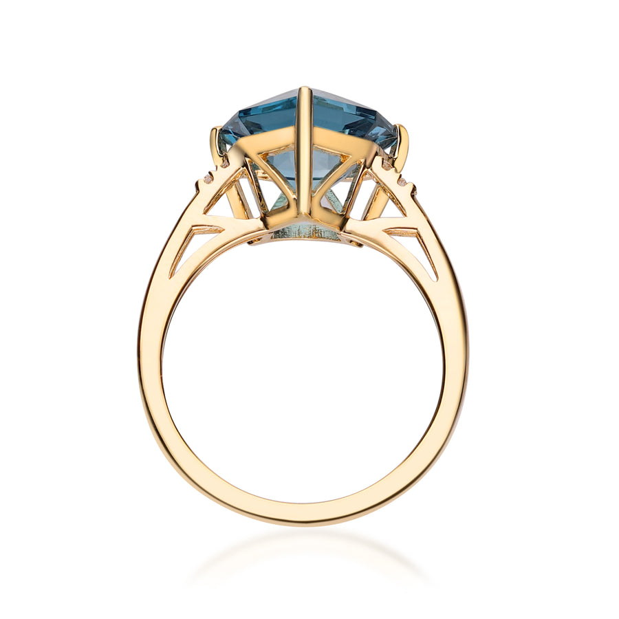 14K Yellow Gold London Blue Topaz Ring