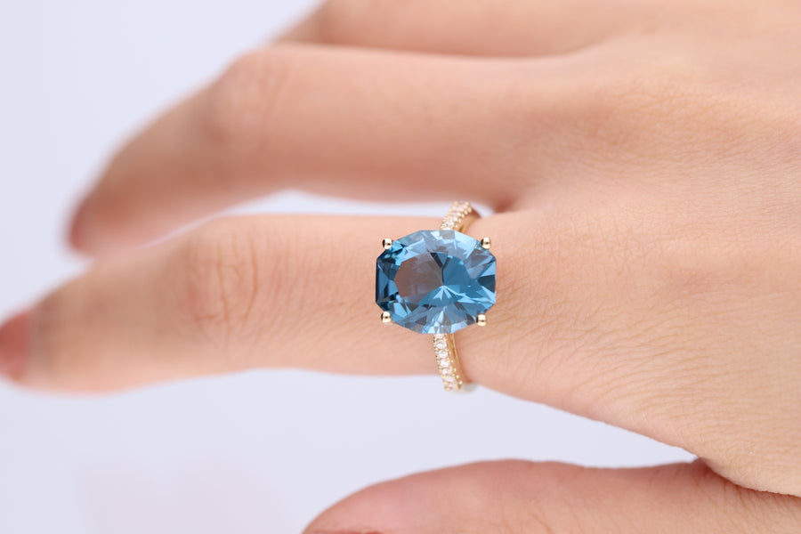 14K Yellow Gold London Blue Topaz Ring