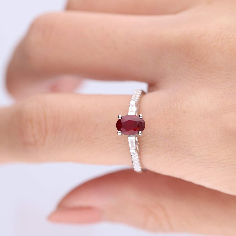 14K White Gold Ruby Ring – cirari - Main Image