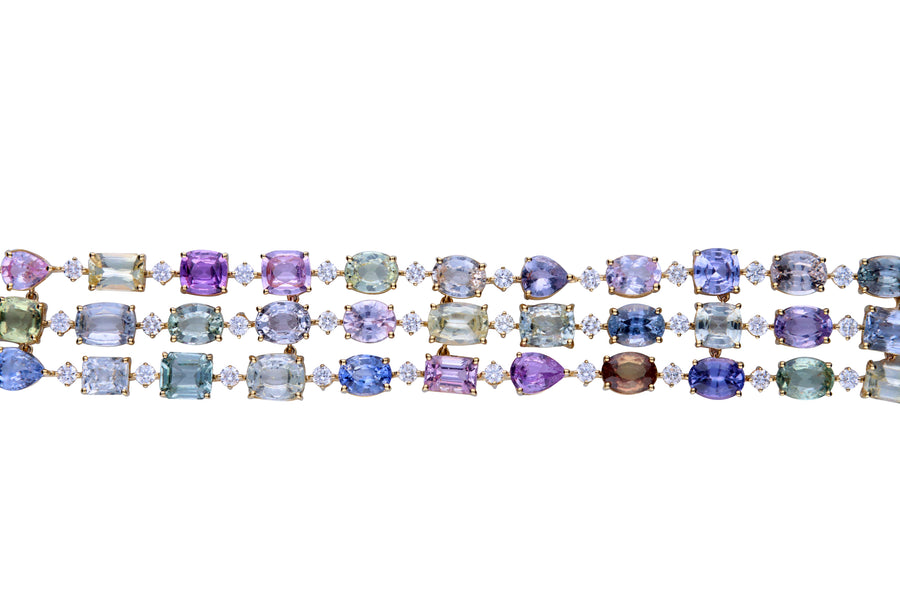 18K Yellow Gold Multi Sapphire Bracelets