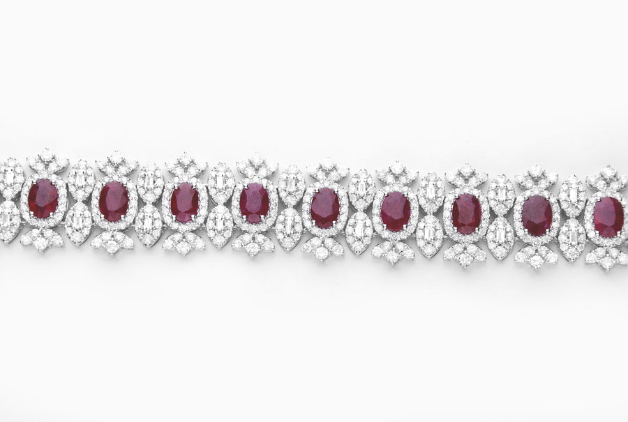 14K White Gold Ruby Bracelets