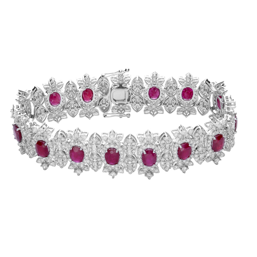 14K White Gold Ruby Bracelets