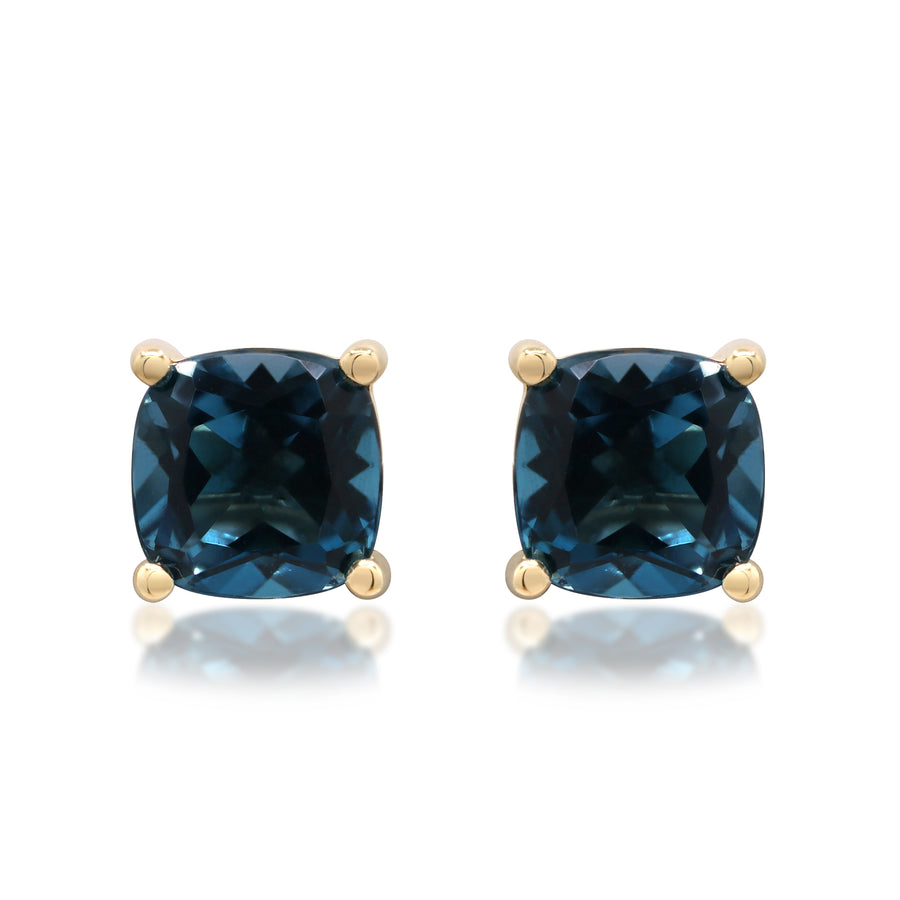 14K Yellow Gold London Blue Topaz Earrings