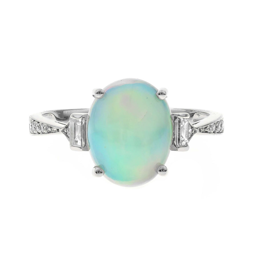 14K White Gold Opal Ring