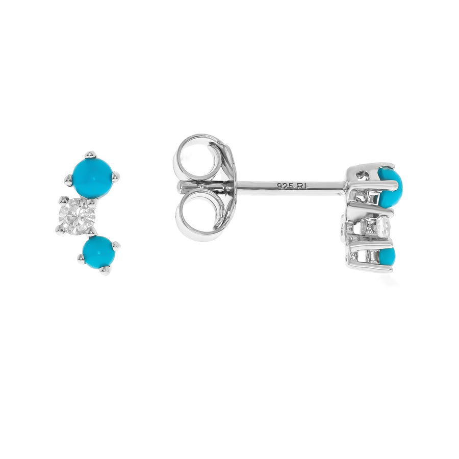 14K White Gold Turquoise Earrings