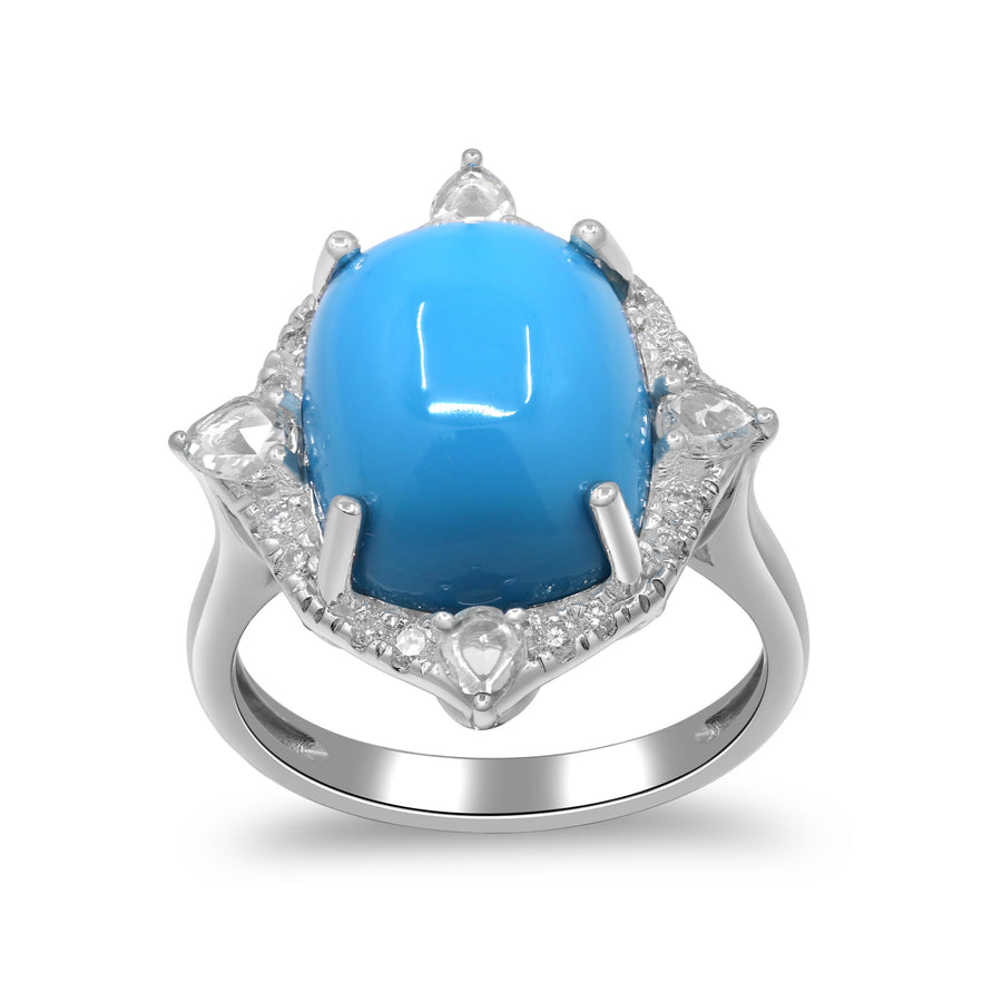 14K White Gold Turquoise Ring