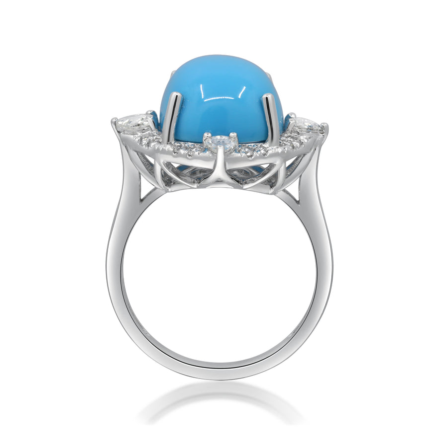 14K White Gold Turquoise Ring