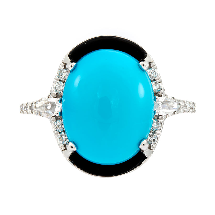 14K White Gold Turquoise Ring