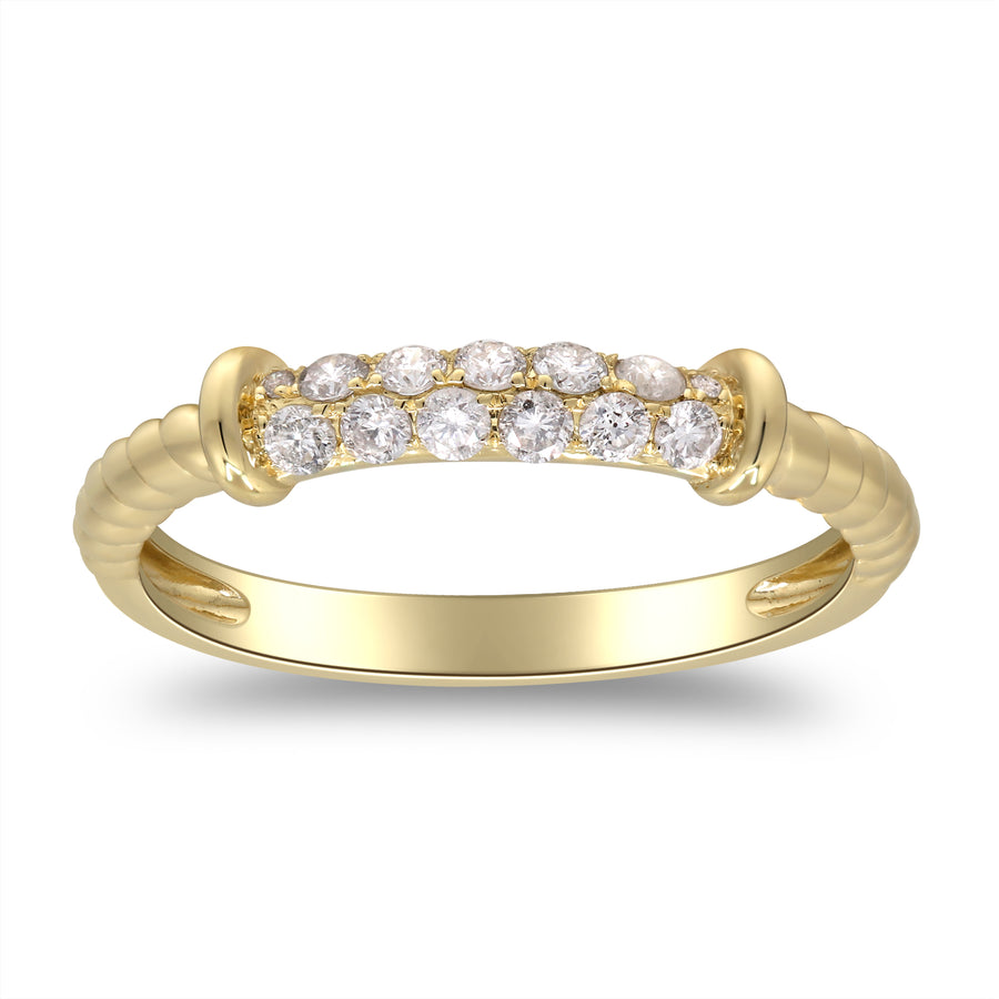 14K Yellow Gold White Diamond Ring