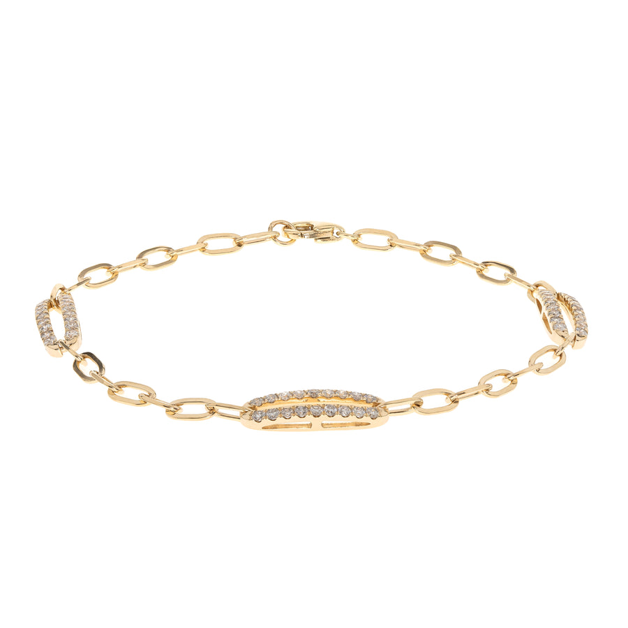 14K Yellow Gold White Diamond Bracelet